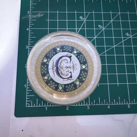 Brass Baron Glass Paperweight Monogram Initial C‎ Desk Decor Office Gift - Picture 5 of 7